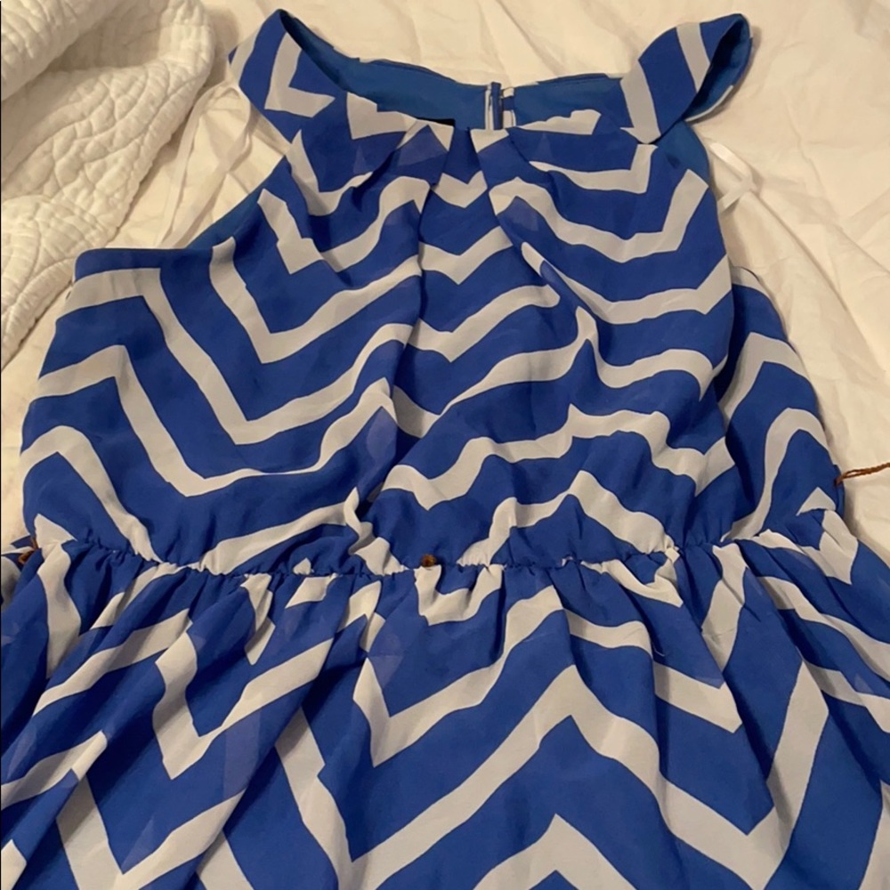 Columbia blue and white chevron dress